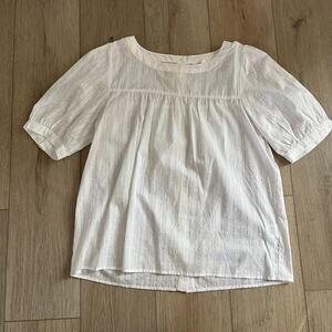 Jane & Delancey Women’s White Short Sleeve Textured Blouse Sz L